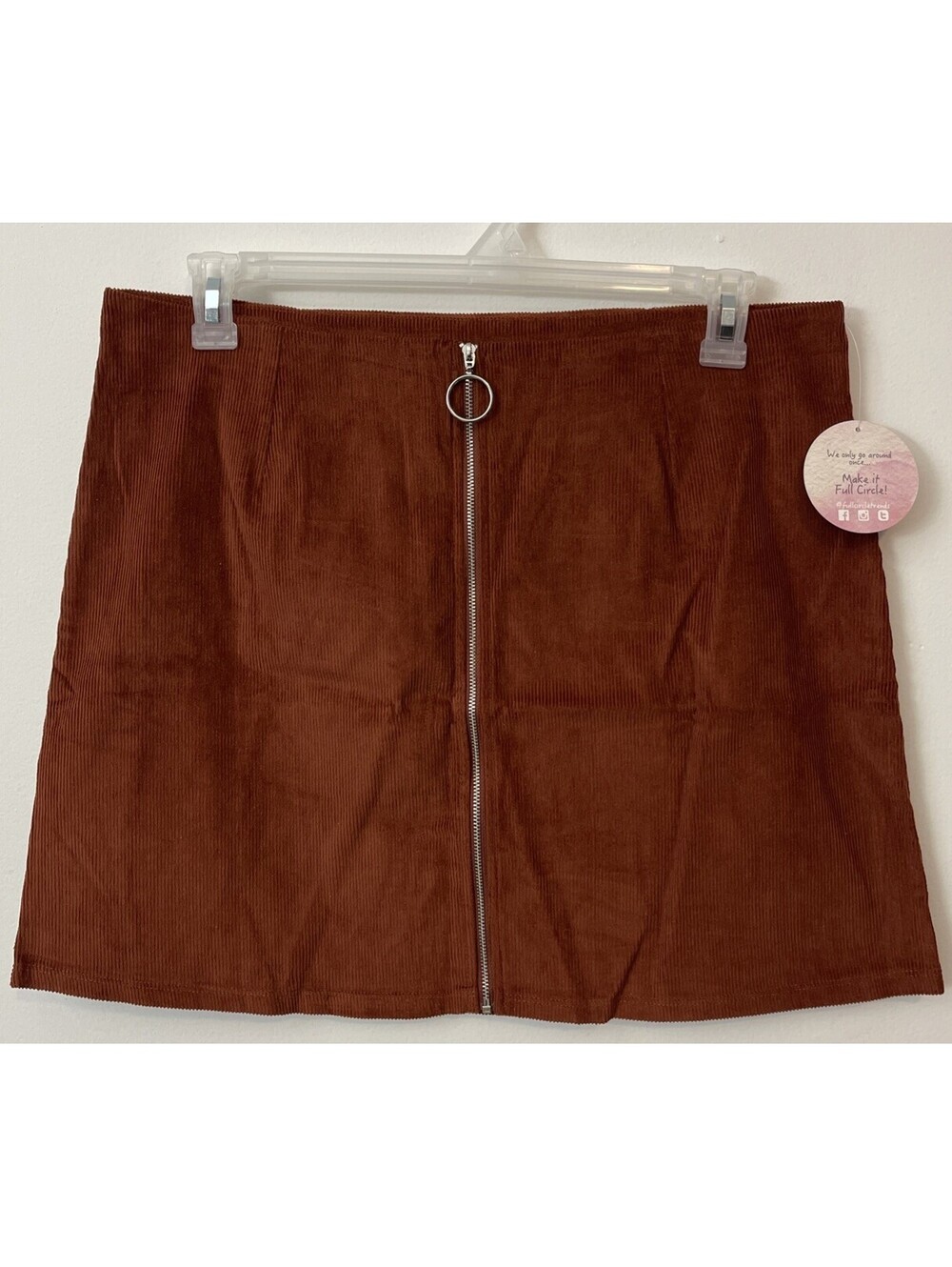 Full Circle Trends Womens XL Rust-Brown Full-Zip Knee-Length Skirt NWT! M943
